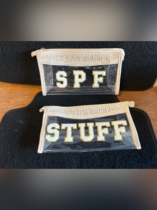 Handbags - ✨ STUFF & SPF Clear Zip Cosmetic / Travel Pouch Set NWOT